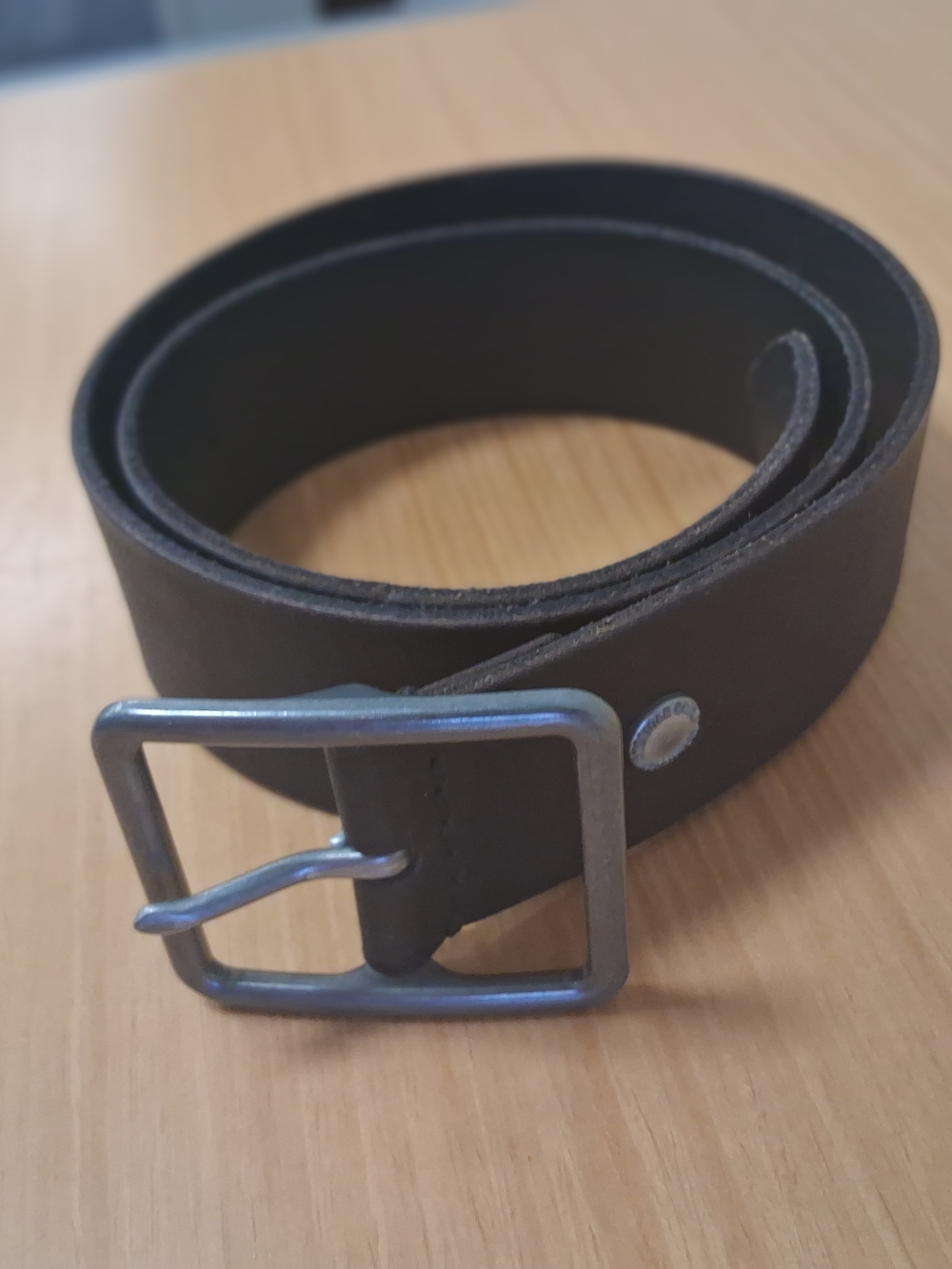 Dark Brown American Eagle Leather Belt with Metal Buckle
